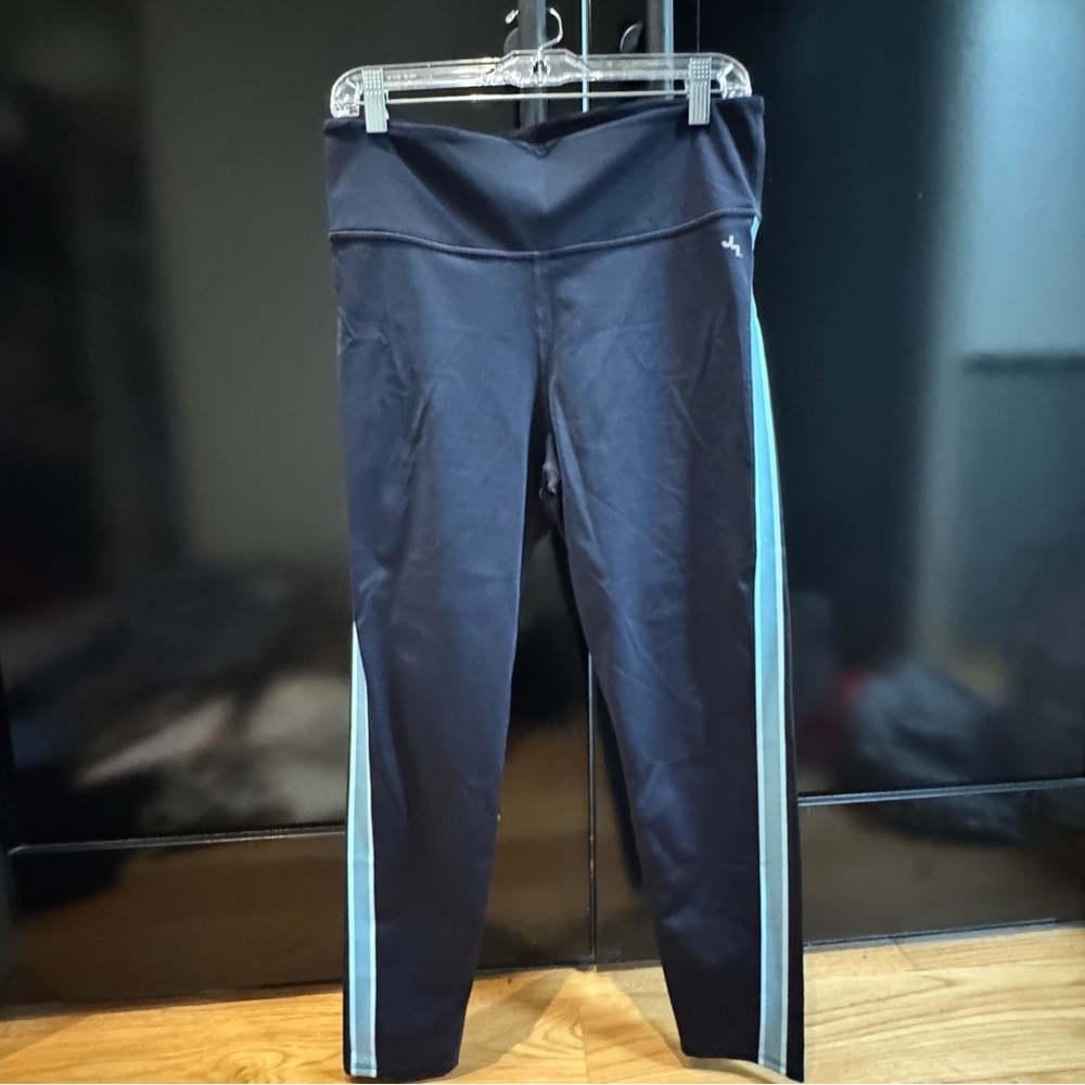 JoyLab Kids Leggings in Black with Blue Stripes